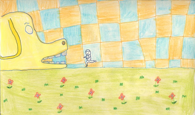 Running into the dog